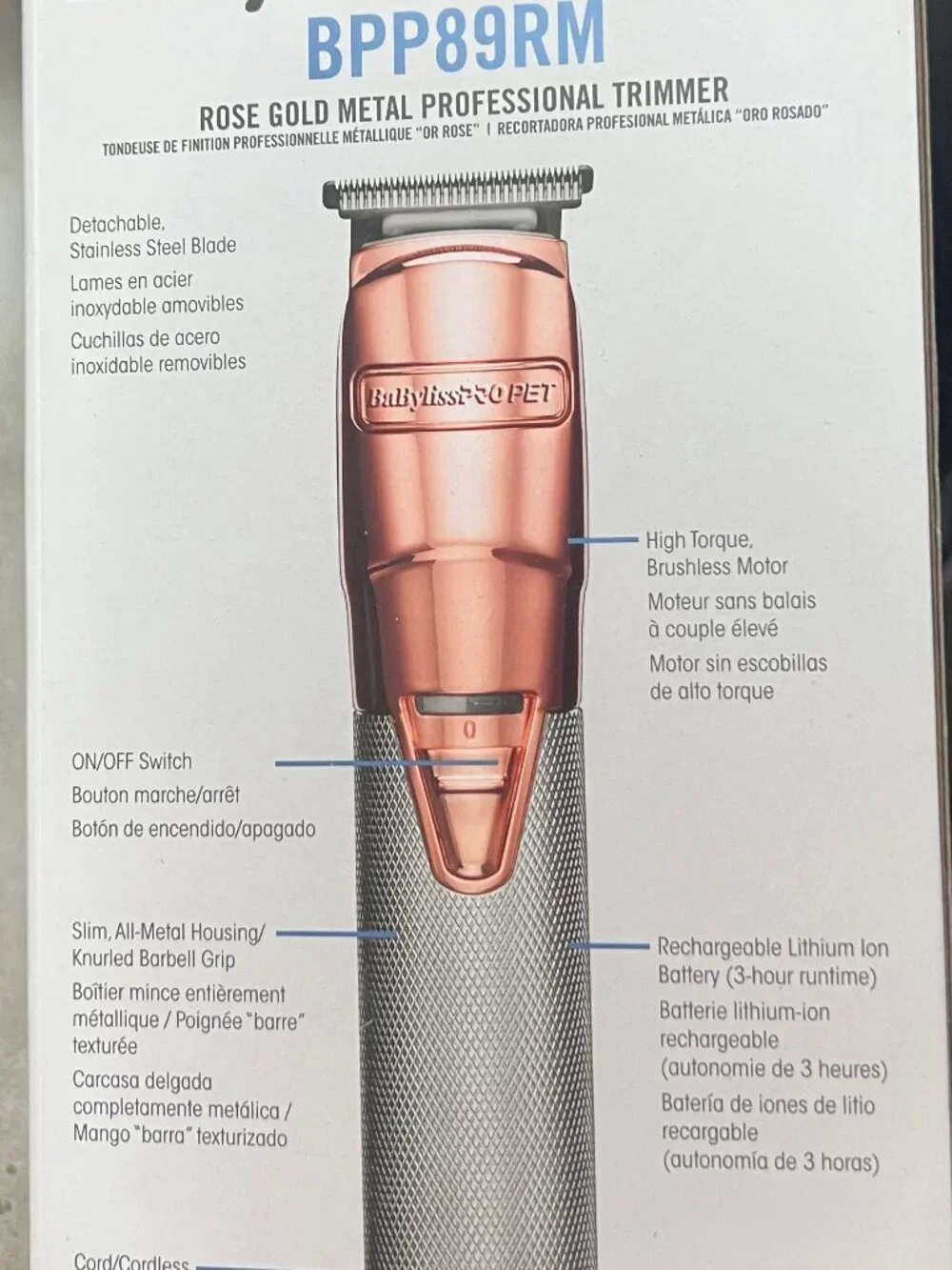 BabylissPro Pet Trimmer Grooming Tool Rose Gold Metal BPP89RM